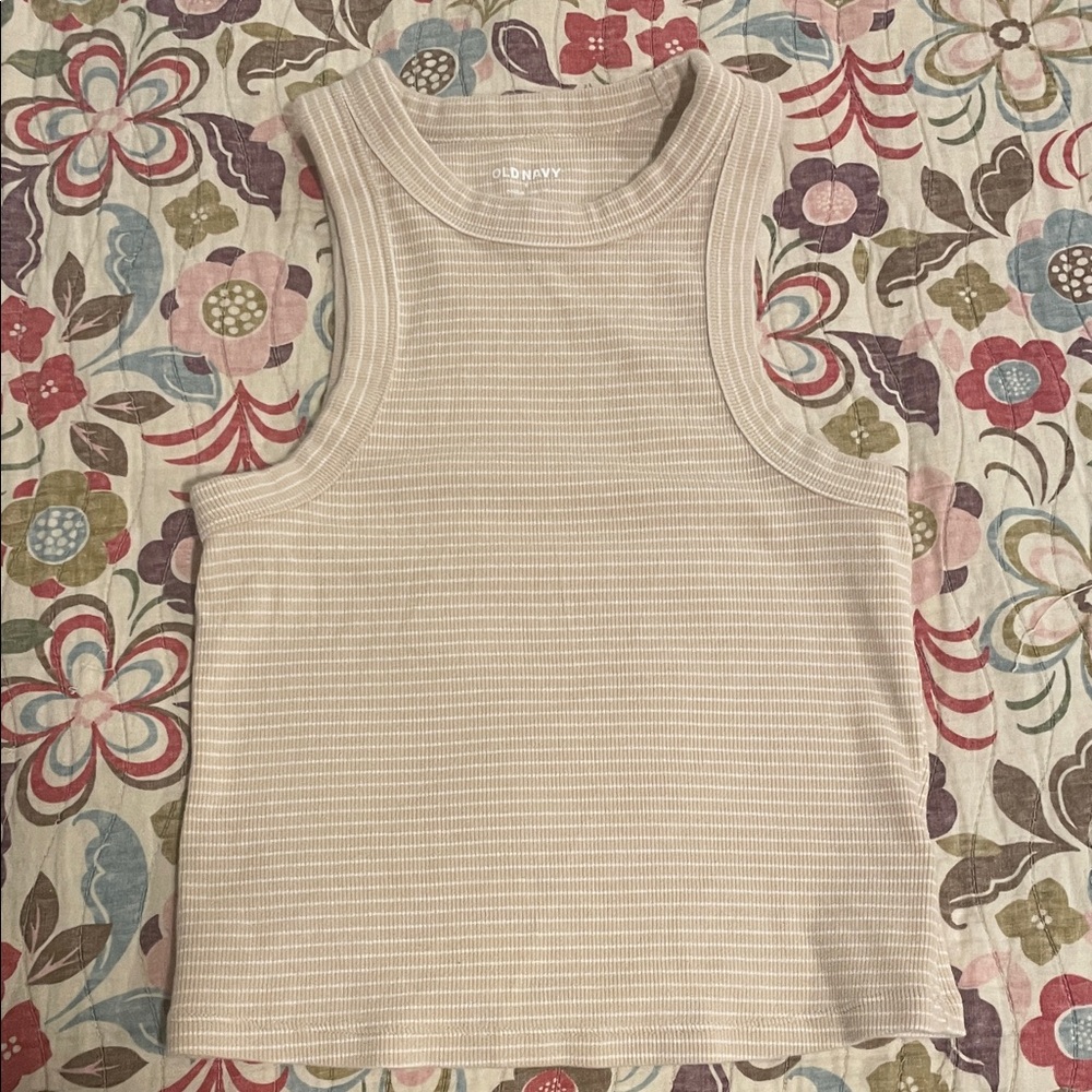 Old Navy Kids Beige Striped Tank Top